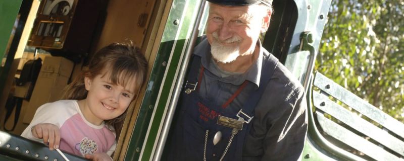 Driver and girl on loco