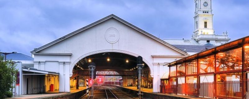 Melbourne Private Tours Places to visit in Ballarat Historic train station on victorial railways with clock tower and multiple tracks to platforms