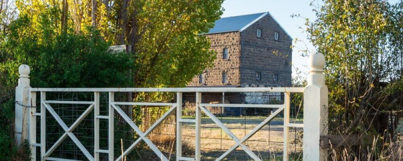 An old stone storehouse on the outskirts of Kyneton in the Macedon Ranges region of Victoria